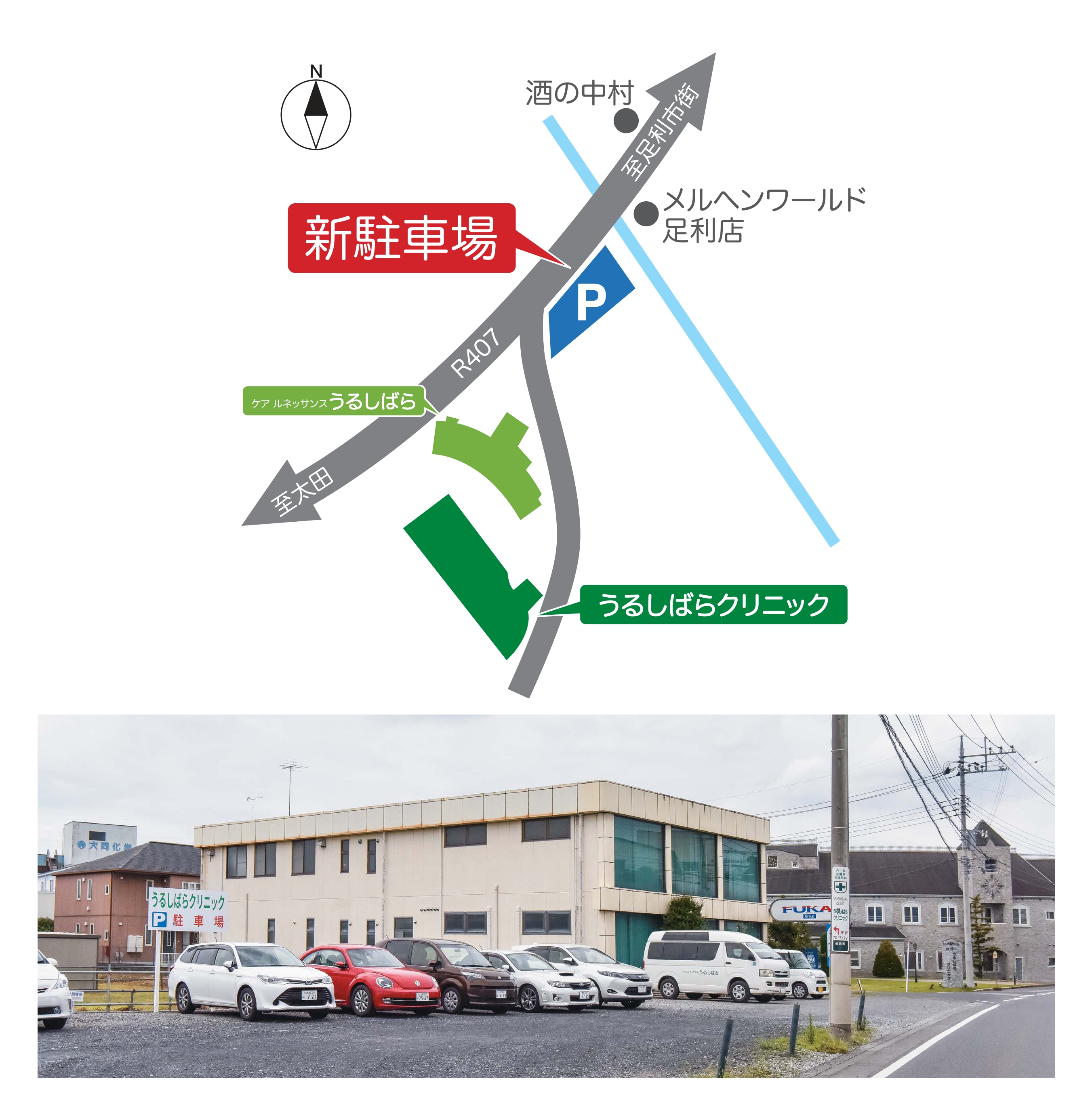 新しい駐車場をご利用ください